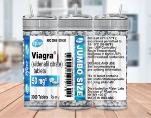 Viagra 3000 Pills Wrap Design Skinny Stainless Steel Tumbler With Straw 20 Ounce - Picture 1 of 4