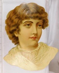 Excelente enorme obra de arte troquelada Young Lady Brundage? Hermosa chatarra victoriana gigante #D - Imagen 1 de 3