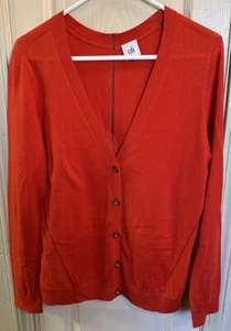 Cabi Womens Small Red V-neck Long Sleeve Zip Back Cardigan Sweater - Picture 1 of 4
