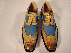 Scarpe eleganti Oxford Fortune From Liberty da uomo in pelle blu naturale alare US 12 - Foto 1 di 14