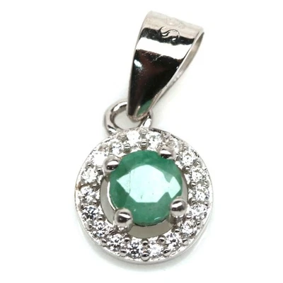 Hecho a mano tailandés 4 mm. Colgante Esmeralda Verde y Circón Blanco Black Friday Foto 1 de 4