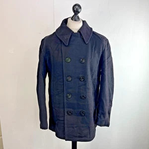 Vintage US Navy Wool Pea Coat in Black size M - Made in USA - Picture 1 of 10