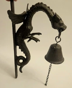 Gusseisen Gothic Florentiner Drachen Glocke Haustür Pfosten Außen Hängeglocke - Bild 1 von 7