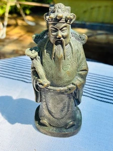 Antike Metall Figur KONFUZIUS schwer aufwendig tolle Patina CHINESISCH herrlich - Bild 1 von 8