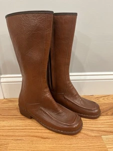 Stivali da pioggia impermeabili donna vintage anni 70 taglia 8 marroni foderati gomma made in USA - Foto 1 di 16