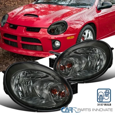 Headlights Headlamps Smoke Fits 2003-2005 Dodge Neon Left & Right Pair 03 04 05 - Image 1 of 4