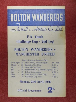 BOLTON W v MANCHESTER UNITED | 1955/1956 | FA YOUTH CUP SEMI-FINAL | 23 APR 1956 - Image 1 of 3