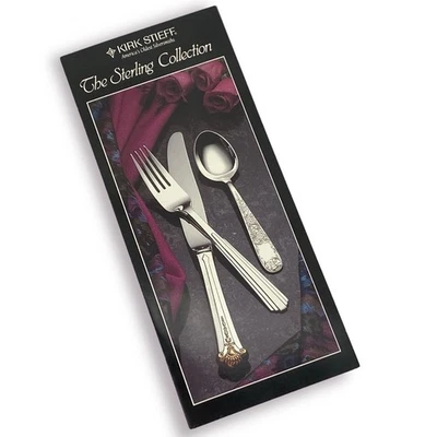 Catálogo desplegable Kirk Stieff de plata de ley - Maryland antiguo, rosa, repujado Foto 1 de 3