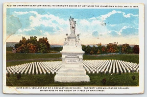 Antigua postal 1919 parcela de muertos desconocidos 779 cuerpos víctimas inundación Johnstown PA - Imagen 1 de 4