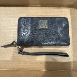 Dooney & Bourke Kiesel Leder großer umlaufender Reißverschluss Kalbsleder Geldbörse braun - Bild 1 von 4