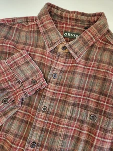Camicia Orvis perfetta in flanella uomo 2XL manica lunga a quadri tasche con bottoni outdoor - Foto 1 di 10