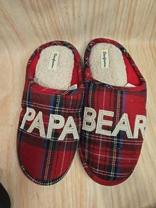 DEARFOAMS LIMITED EDITION PAPA BEAR SLIPPERS:RED/GREEN/BLUE PLAID: NWT: M (9-10) - Picture 1 of 9