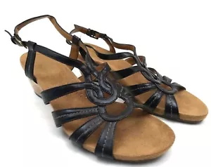 LifeStride Women's Size 8 Wide Nomad Wedge Black Ankle Strap Buckle Slide Sandal - Picture 1 of 10