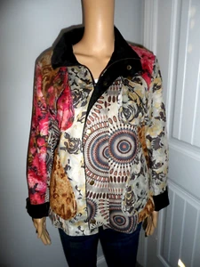 Cool Sacred Threads size S black floral suede look coat jacket NWOT - Picture 1 of 8