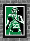 Boston Celtics Larry Bird Portrait Sports Print Art 11x17