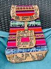 Peruvian Colorful Hand Tooled Leather Backpack with Stitching And Embroidery