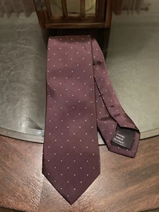 Ralph Lauren schwarz Etikett Pin gepunktete Seidenhaut 100 % Seide KRAWATTE burgundisch Made Italy - Bild 1 von 6