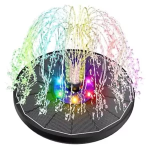 Solar Fountain 3.5W Floating Bird Bath Black Glass Panel With Colourful Lights - Picture 1 of 7