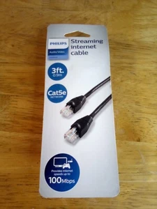 Philips Cat 5e Ethernet Streaming Internet Cable - 3ft Audio Video  - Picture 1 of 2