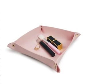 Pink Foldable Leather Tray Valet Organizer Storage For Key Coin Jewelry Decor UK