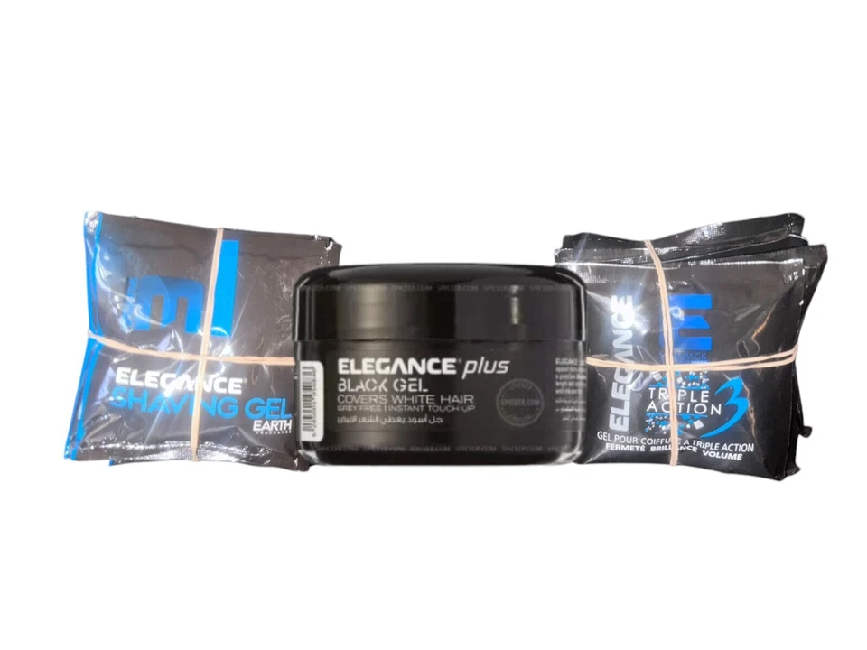 1 Gel Elegance Plus Negro 100 ml + Gel de afeitar gratis de 4,6 oz y gel de volumen de 4,6 oz Foto 1 de 1