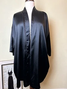 Victoria Secret Vintage Robe Lingerie Size One Size Kimono Pockets Black Wrap - Picture 1 of 11