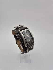 Montre Guess homme quartz rectangulaire bracelet cuir large, 39 x 31 mm, TBE - Bild 1 von 10