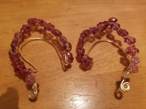 Handcrafted Gold Plated Wire Ears with Shiny Handmade Glass beads  - Picture 1 of 2