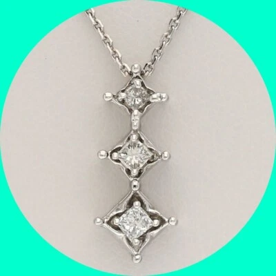 Diamond Past Present Future Pendant Necklace .28CT 14K WG 18” Chain - Image 1 of 4