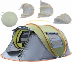 Camping Tent - 4-Person Easy Pop Up Tent with 2 Doors - UPF50+ Waterproof - Picture 1 of 7