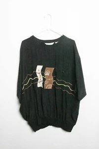 Genelli Vintage Hemd Herren XXL Art 100 Seide schwarz Pullover bestickt - Bild 1 von 5