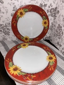 SET OF 4 - SAKURA CHANTICLEER - SUNFLOWER SUNSATIONS - 11" DINNER PLATES - Picture 1 of 2