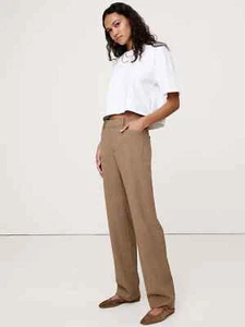 Banana Republic Camel Brown Siena Straight Italian Wool Pant - Size 4 Long - NWT - Picture 1 of 22