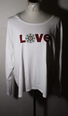 LIFE is GOOD White Long Sleeve Sleep Top Women's Size XXL - Image 1 of 4