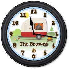 Camper PERSONALIZED Wall Clock Teardrop Trailer RV Camping Campground Park GIFT