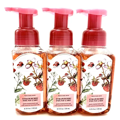 3-Pack Bath & Body Works STRAWBERRY POUND CAKE Gentle Foaming Hand Soap 8.75 oz - Image 1 of 4