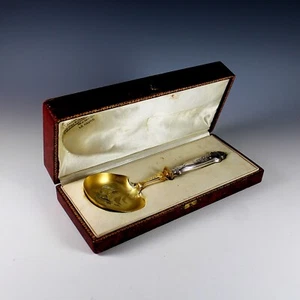 Antique French Vermeil and Sterling Silver Serving Spoon with Box - Picture 1 of 9