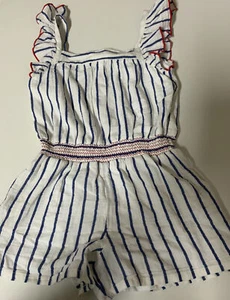 ๐งท CAT & JACK GIRLS SHORTALLS WOVEN ROMPER, MEDIUM 7/8 ๐ - Picture 1 of 2