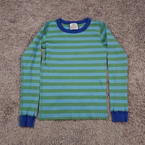 Hanna Andersson Long John Pajama Top US 10 Green Blue Striped Organic Cotton - Picture 1 of 11