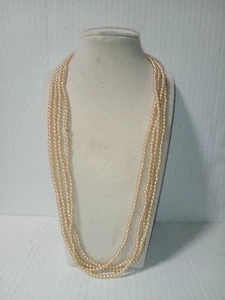 Collar de perlas de imitación blancas vintage de 59" hecho a mano tamaño de cuentas de 0,09" - Imagen 1 de 1