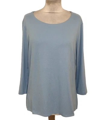 Jaeger Women's Top Size L Blue Jersey 3/4 Sleeve Round Neckline New F1 - Image 1 of 4