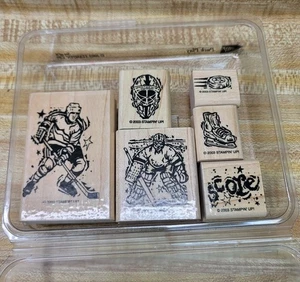 Stampin Up! On Ice Hockey 6-teiliges Gummistempelset Puck Play 2003 Stampin' Up - Bild 1 von 3