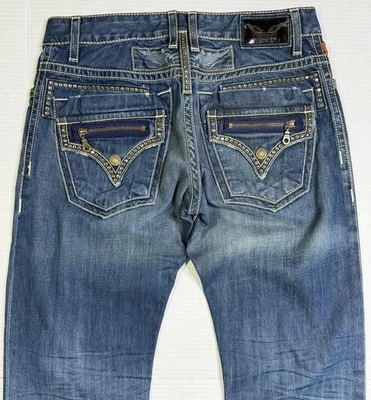 New Men’s Robin’s Jean SZ 40 Style #D5115 ZIPPER FLAP With Swarovski Crystals   - Image 1 of 4