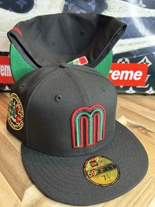 New Era Topperz Mexico Aztec On Field Fitted Black Metallic Flag 7 1/2 Rare - Picture 1 of 5