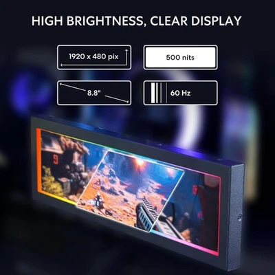 8.8 USB C PC Monitor Mini IPS Display For CPU GPU Temp Data Metal Case - Image 1 of 4