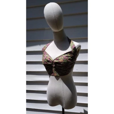 Vintage cotton bra top/ sun top handmade vintage style vintage fabric tropical - Image 1 of 2