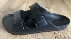 Birkenstock Arizona Made in Germany diapositive da uomo in gomma nere taglia 46 US 13 - Foto 1 di 5