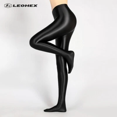 Meia-calça feminina LEOHEX brilhante brilhante meias esportivas ioga fitness meia-calça opaca - Imagem 1 de 4