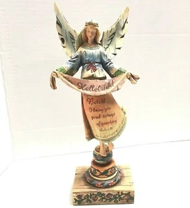 Angel Hallelujah Figurine Luke 2:10 Looks Like Carved Wood Resin - Picture 1 of 12
