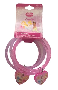 Disney Princess Plastic Bangle Bracelets Dress-up Set of 4 Pink & Lavender 3yrs+ - Picture 1 of 3